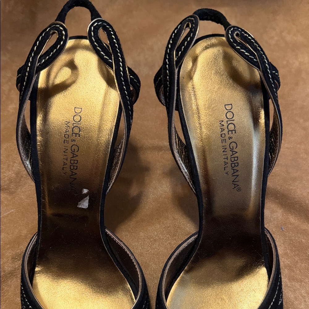 Dolce & Gabbana Black and Gold Women's Heels - Picture 2 of 7